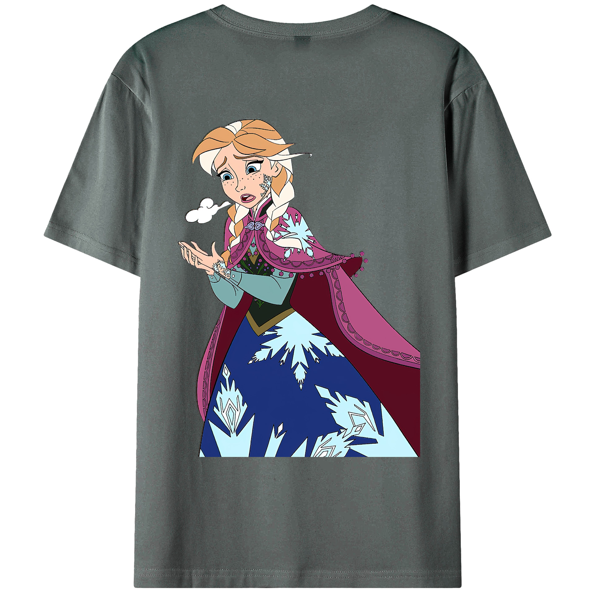 （画像用） アナと雪の女王 アンナ エルサ Frozen Anna Elsa 綿100％ メンズ半袖Tシャツ（バックプリント） 通気性